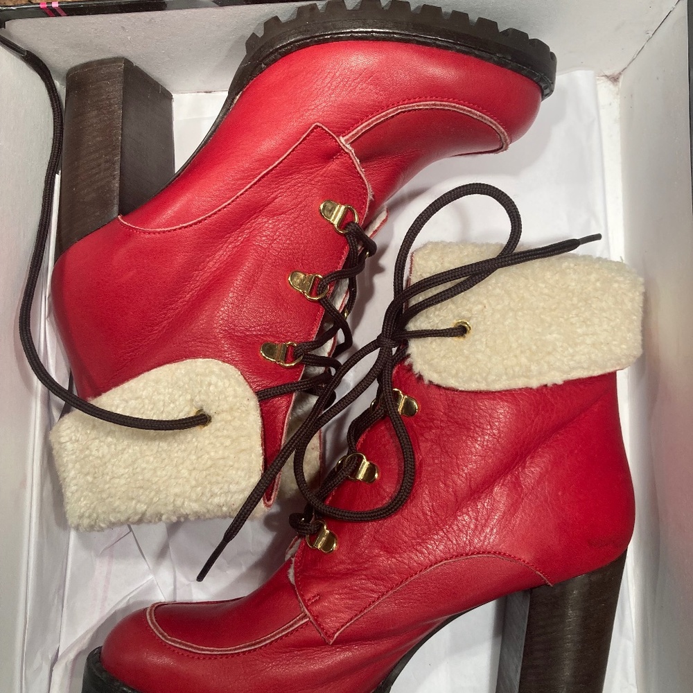 Vicini red leather boots